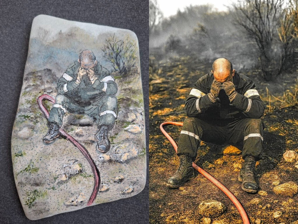 Incendie dans l'Aude. Elle peint le portrait d'un pompier en hommage et souhaite lui offrir