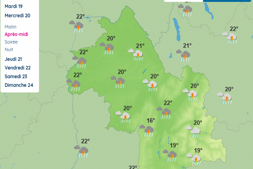 Météo-France prévoit également des orages en Isère mercredi 20 août