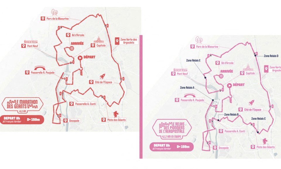 Voici le parcours du marathon de Toulouse à parcourir solo ou en équipe.