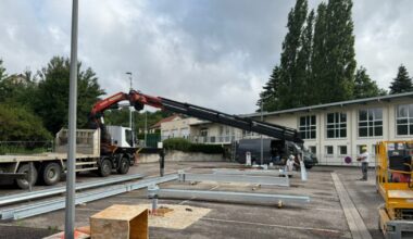 Custines. Les travaux de la future ombrière du parking du Déristé avancent bien