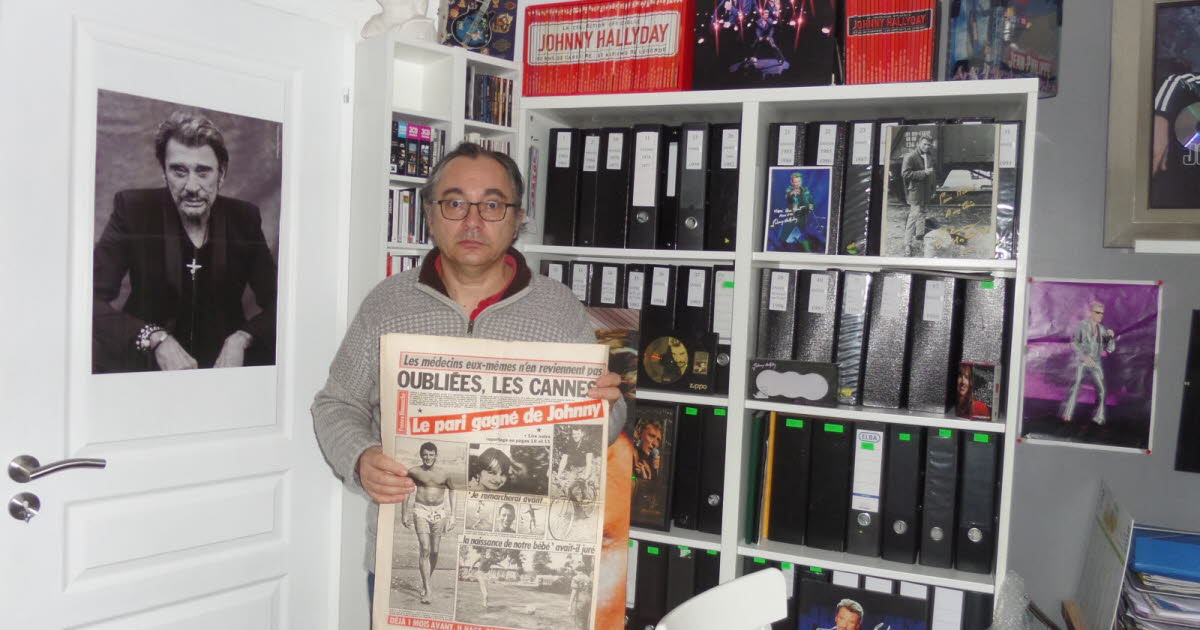 Saint-Étienne. Vinyles, mugs, coupures de presse... Il collectionne tout sur Johnny Hallyday depuis les années 70