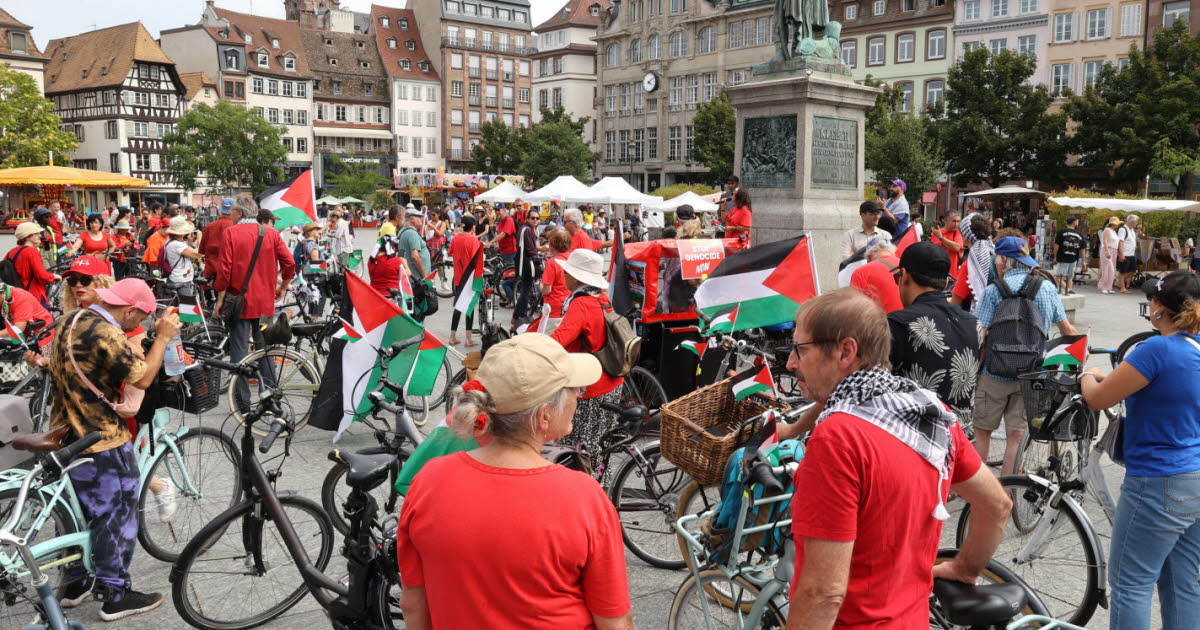 Strasbourg. 150 cyclistes dans la « vélorution » pour la Palestine et des sanctions contre Israël