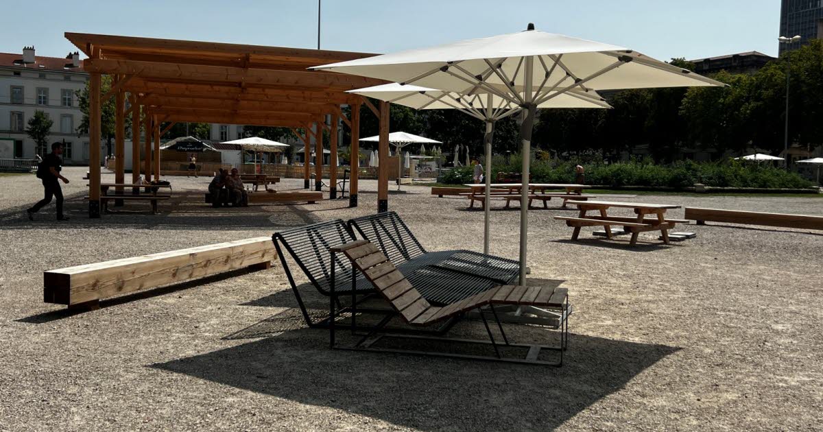 pique-nique sous les pergolas de la place Carnot à Nancy