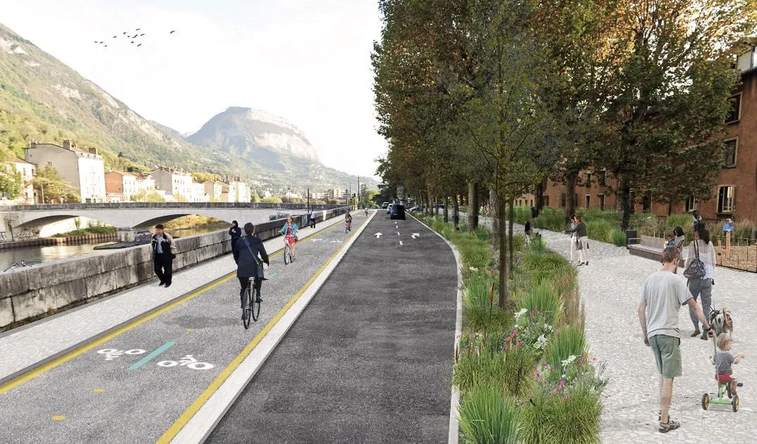 Des quais végétalisés, permettant aux piétons, vélos et voiture de cohabiter : c'est ce que prévoit le projet de réaménagement porté par la ville de Grenoble.