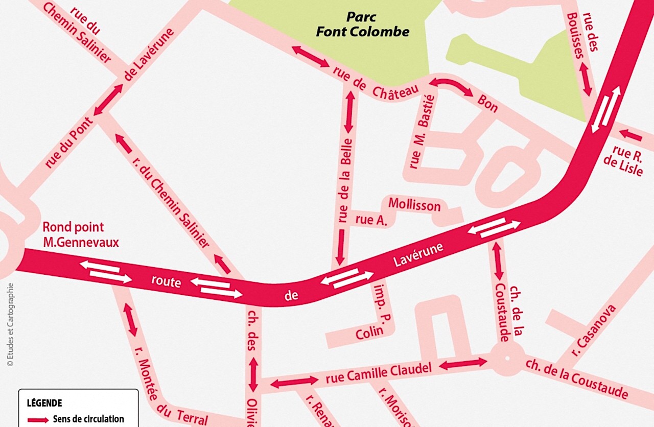 la route de Lavérune repasse en double sens