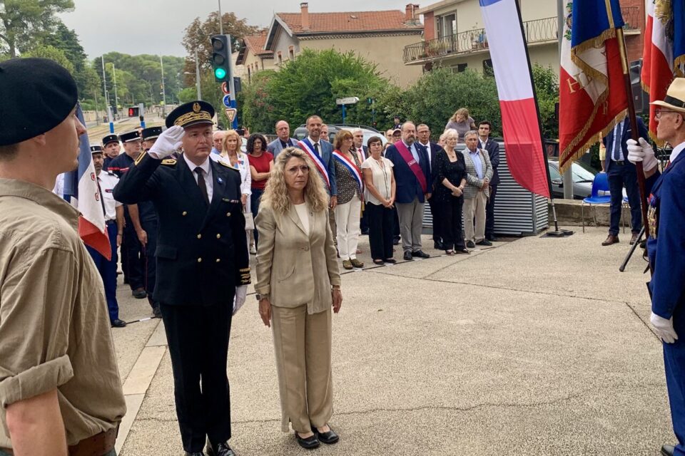 La ministre déléguée chargée de la Mémoire et des Anciens Combattants de France Patricia Mirallès, au côté du préfet de l'Hérault François-Xavier Lauch, était présente à Montpellier pour ces commémorations.