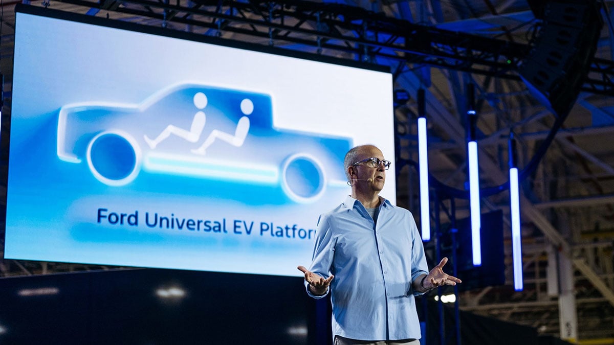 Schéma technique Ford Universal EV Production System pour véhicules électriques