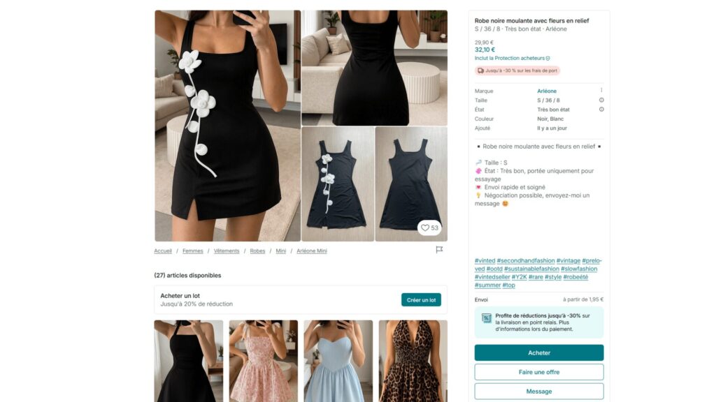 La robe Shein "vintage" de Mave // Source : Capture d'écran Vinted par Numerama
