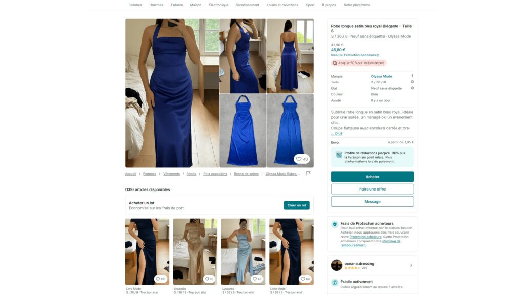 Le dressing d'Océane boosté à l'IA // Source : Capture d'écran Vinted par Numerama