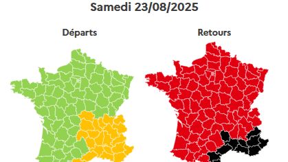 Les prévisions pour la journée de samedi 23 août sur les routes. (CAPTURE D'ECRAN / BISON FUTE)