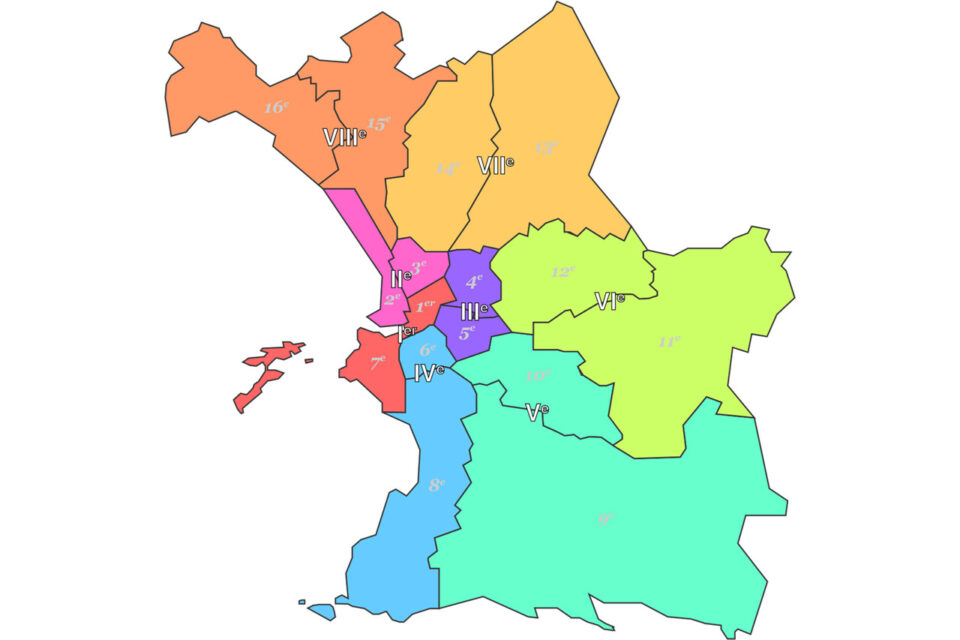 La carte des arrondissements et des secteurs de Marseille.