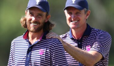 Tommy Fleetwood and Justin Rose Photo by Andrew Redington/Getty Images