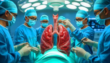 Illustration de la transplantation d'un poumon de porc génétiquement modifié chez un humain.