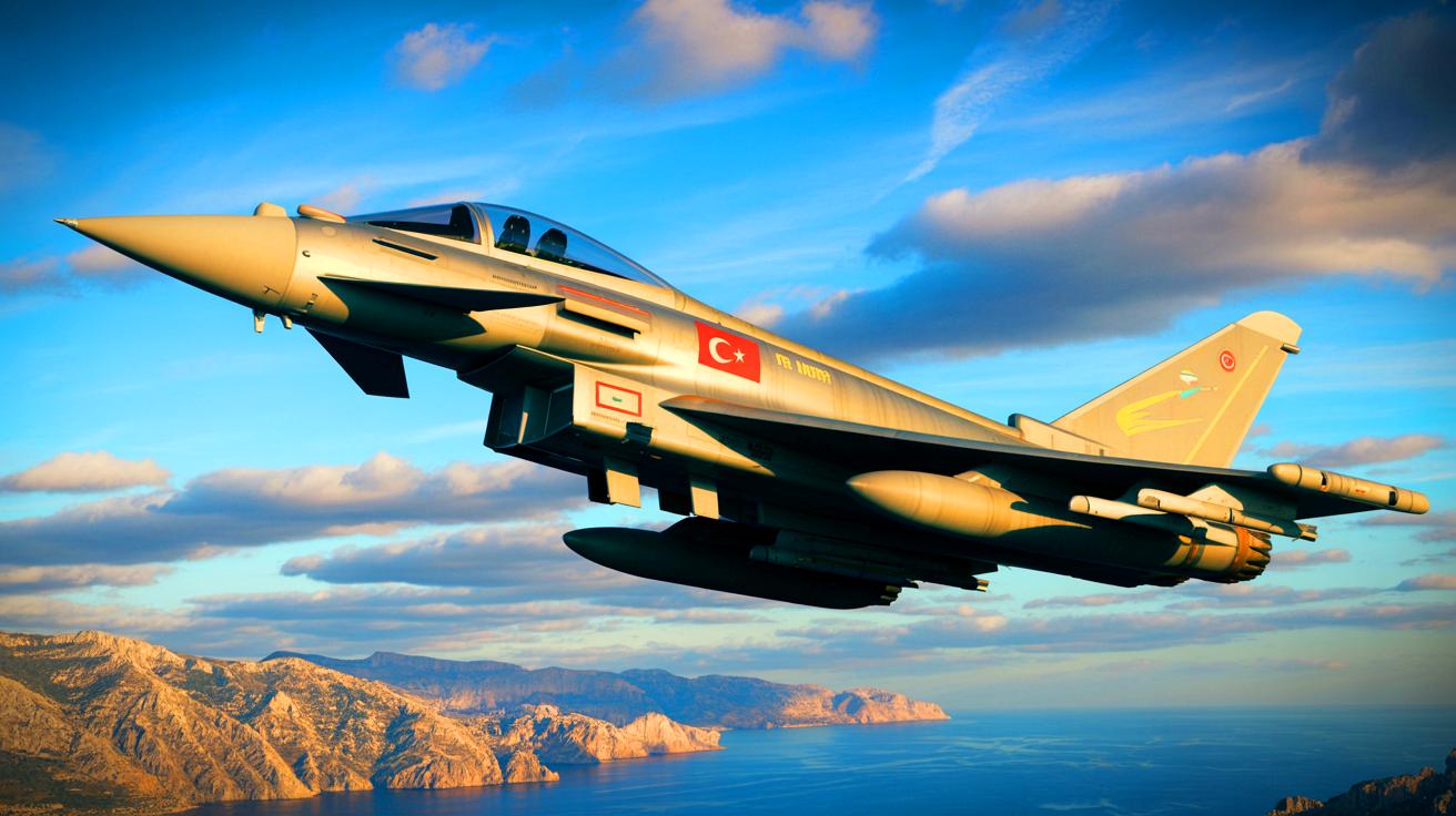 Illustration de l'acquisition par la Turquie des chasseurs Eurofighter Typhoon pour renforcer sa position stratégique.
