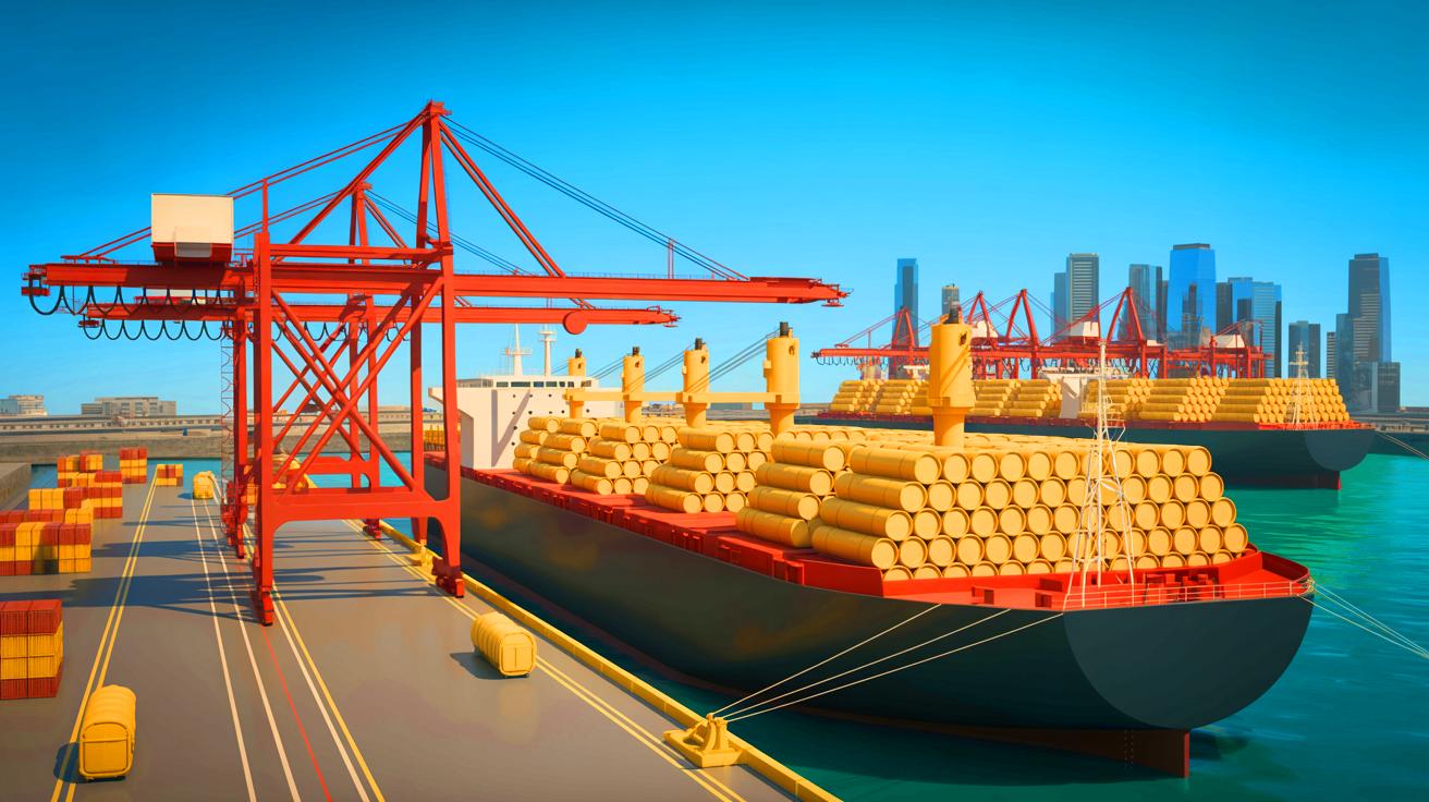 Illustration de la chute des exportations fossiles russes et de ses conséquences économiques et géopolitiques.