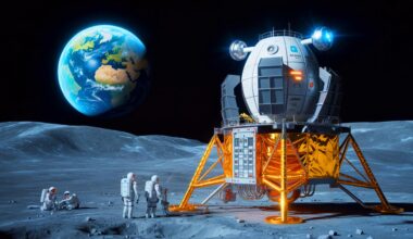 Illustration de l'installation prévue d'un réacteur nucléaire sur la Lune par la NASA d'ici 2030.