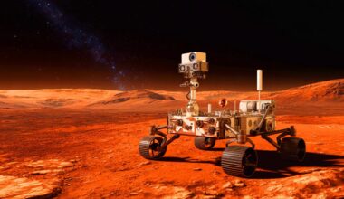 Illustration de la mission du rover Rosalind Franklin sur Mars, développée par Airbus UK et l'ESA.