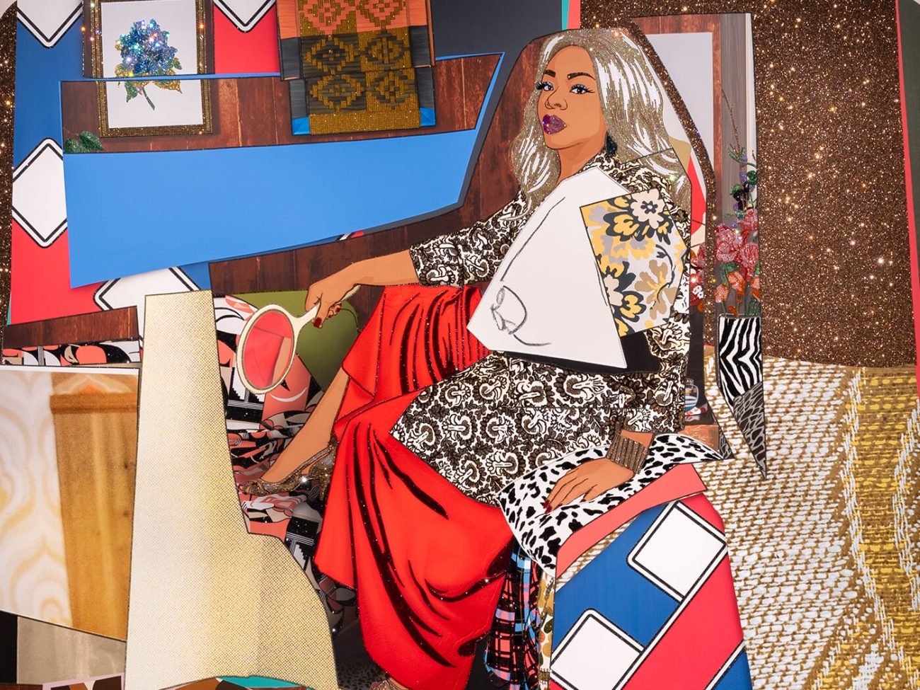 Mickalene Thomas, Afro Goddess Looking Forward