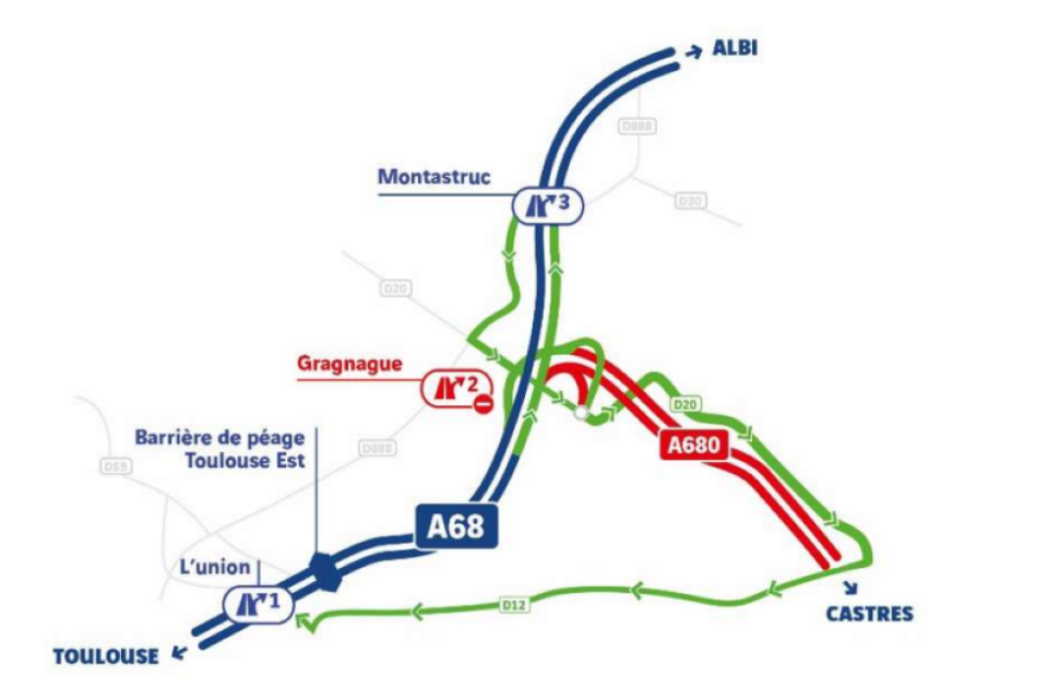 Voici le secteur concerné par la fermeture d'autoroute. 