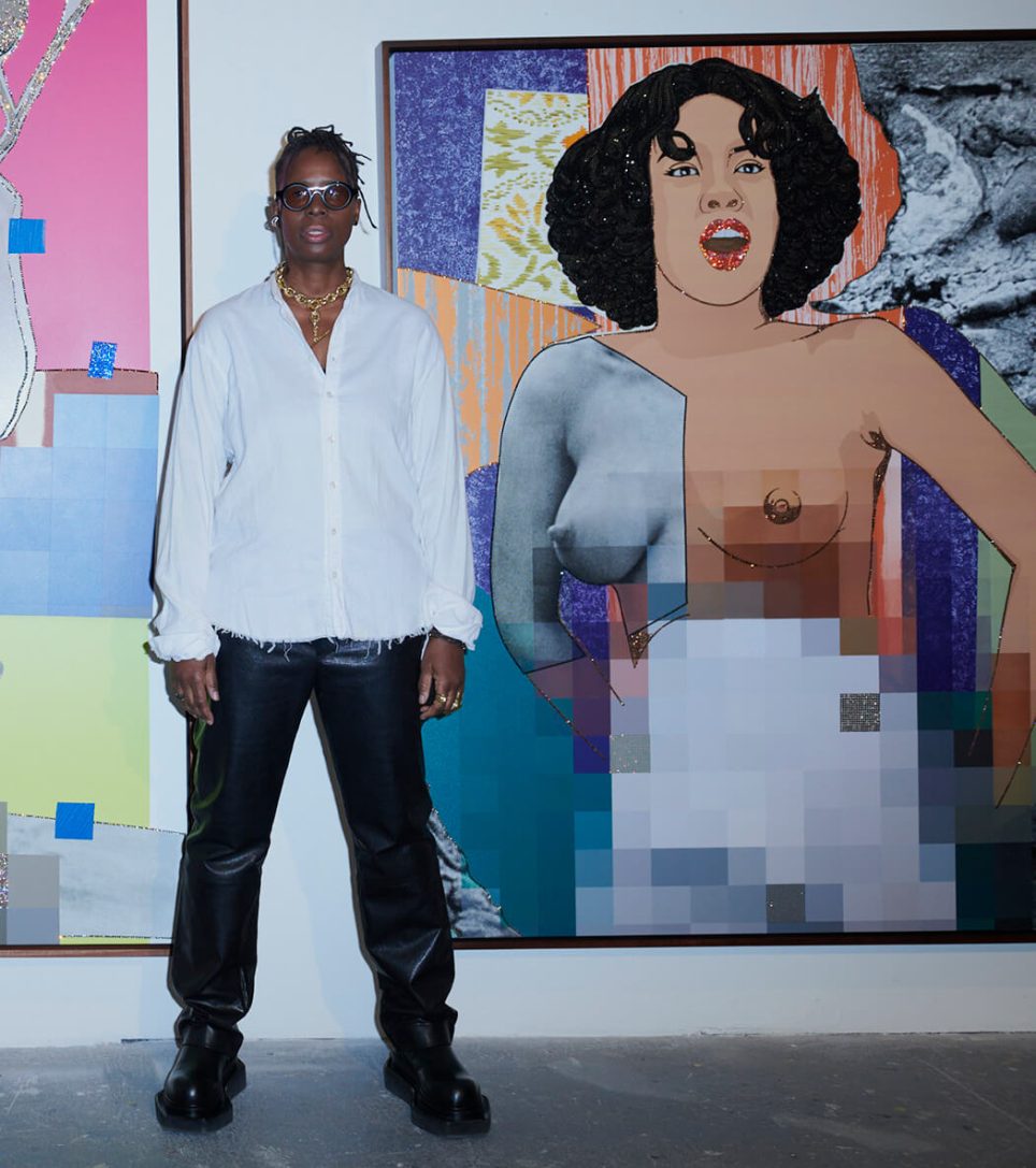 Mickalene Thomas en 2023 devant « May 1975 », 2019