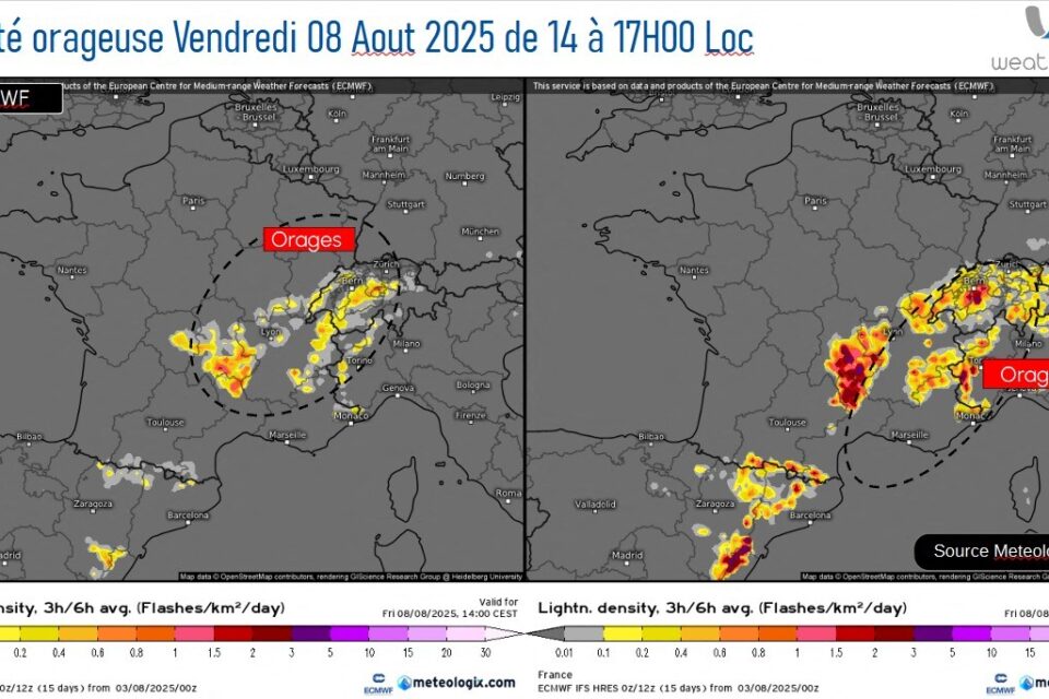 Des orages vont toucher le pays le vendredi 8 août.