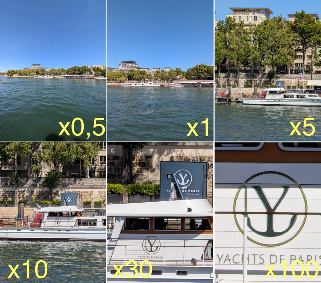 Jusqu'en x30, le Pixel 10 Pro offre un zoom sans équivalent sur le marché. Mais, au-delà, sa réinvention du logo et du texte transforme l'image. Ce n'est pas ce qu'il y avait vraiment sur le bâteau.
