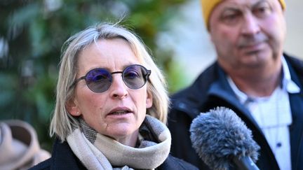 Véronique Le Floc'h, présidente de la Coordination rurale, le 13 janvier 2025 à sa sortie de Matignon, après une rencontre avec François Bayrou. (BERTRAND GUAY / AFP)