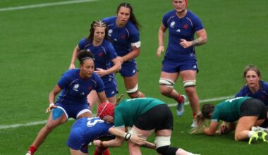 les Bleues inscrivent leurs premiers points du match par Morgane Bourgeois... Suivez le quart de finale de la Coupe du monde