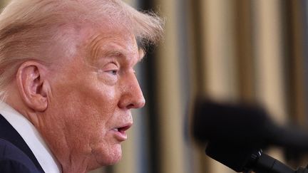 Donald Trump à la Maison Blanche, en conférence de presse avec Benyamin Nétanyahou, le 29 septembre 2025. (WIN MCNAMEE / GETTY IMAGES NORTH AMERICA / AFP)