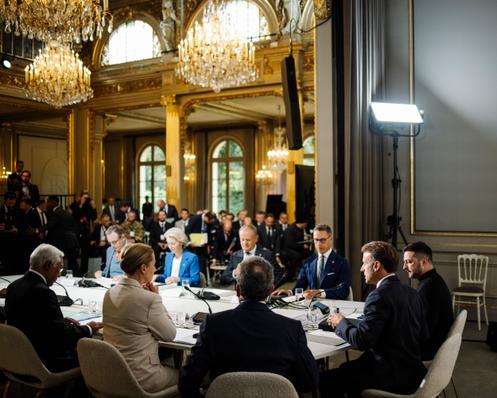 Lors de la réunion de la « coalition des volontaires », au palais de l’Elysée, le 4 septembre 2025.