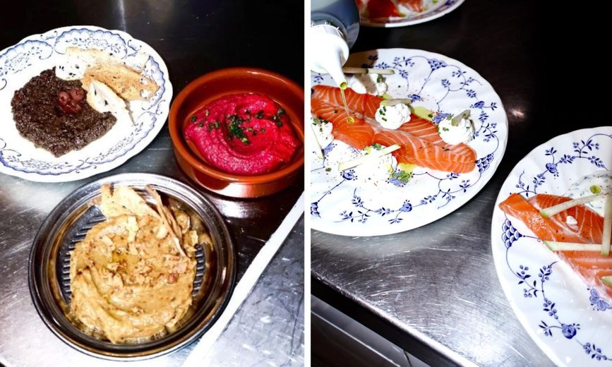 Parmi la carte grignotages : le gravlax de saumon, crème d’aneth et pomme granny