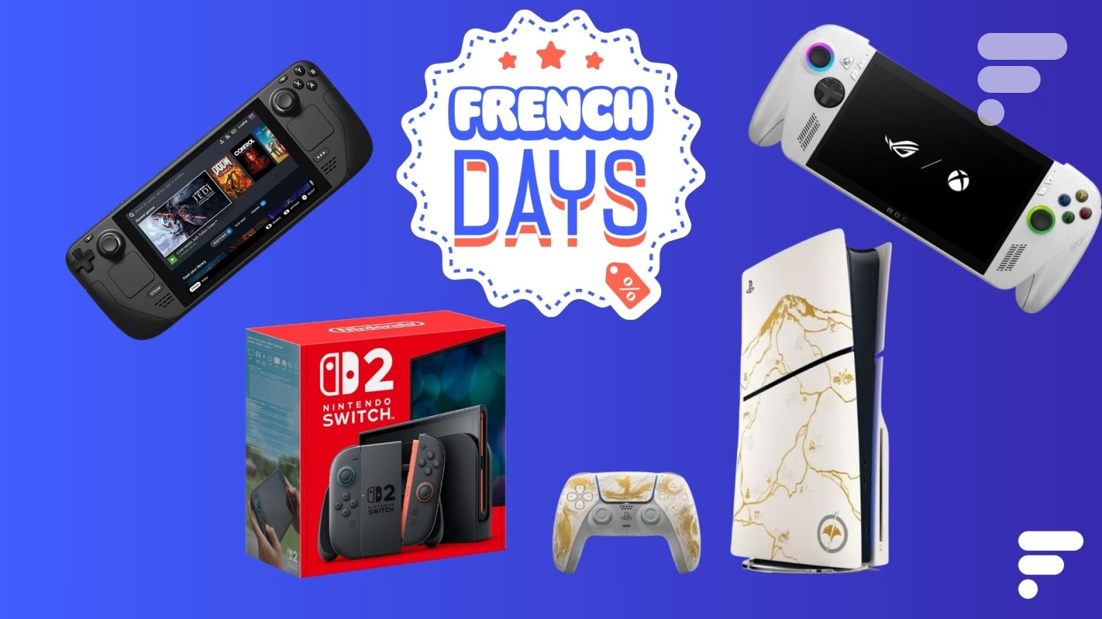 PS5, Switch 2, Xbox Ally et Steam Deck sont à prix réduit pendant les dernières heures des French Days. Le top 12 des bons plans gaming