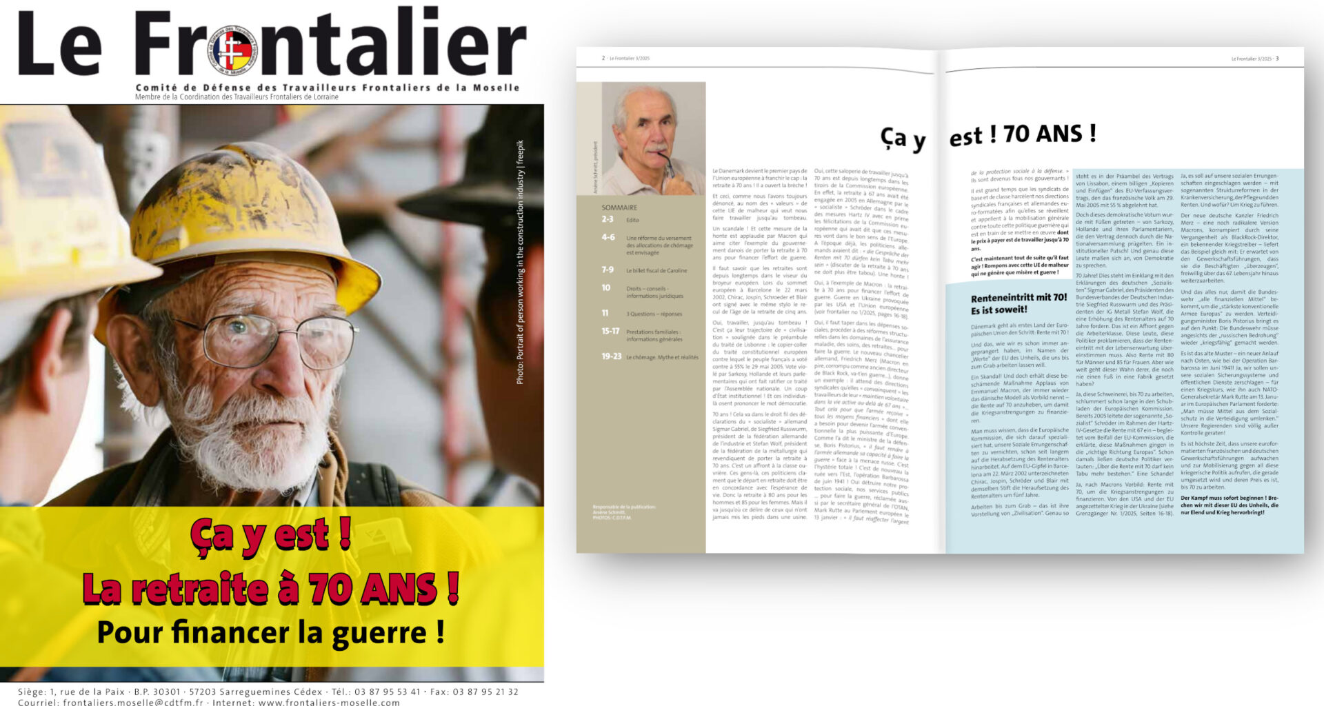 Mourir au travail sans retraite et mourir à la guerre : les frontaliers alertent sur la nécessité de sortir de la politique de mort de l'Union Européenne.