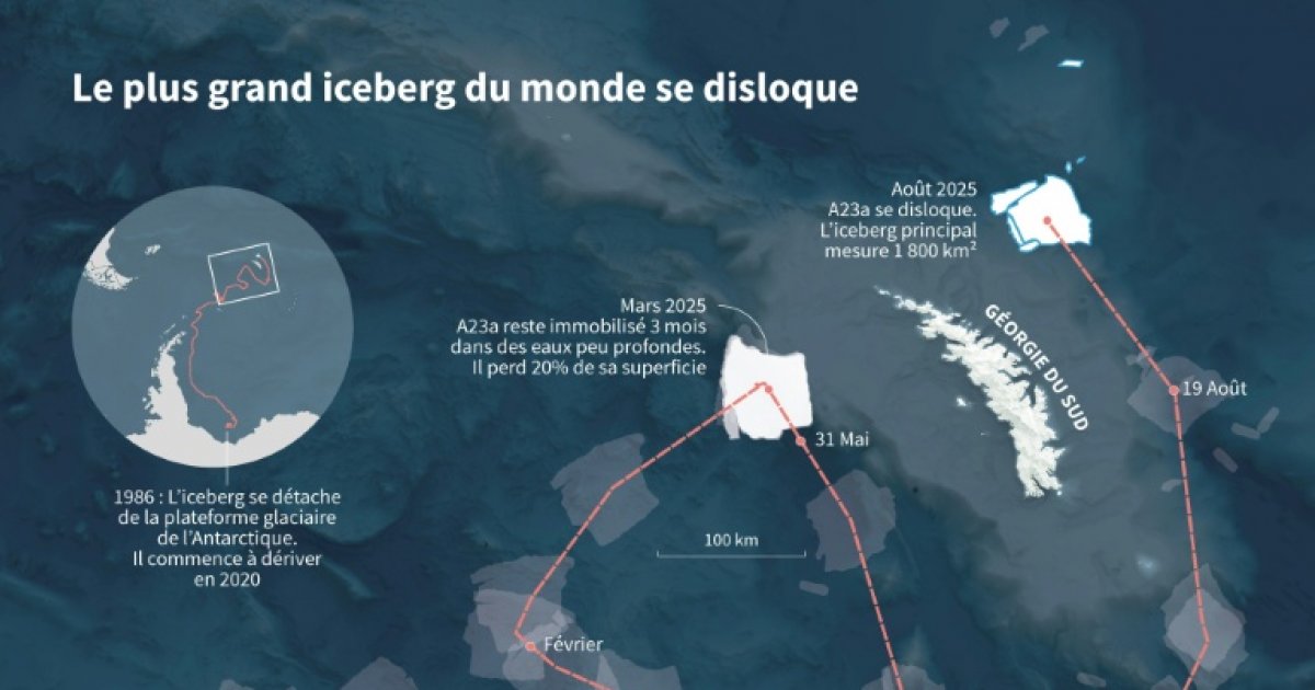 Un iceberg géant vieux de 39 ans fond au large de l'Antarctique : Actualités