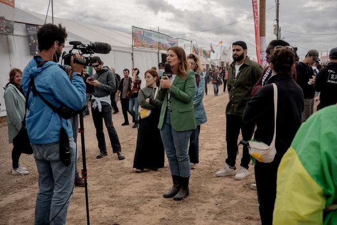 Marine Tondelier, secrétaire nationale d’EELV, lors de la Fête de « L’Humanité », sur l’ancienne base aérienne 217 du Plessis-Pâté (Essonne), le 13 septembre 2025.