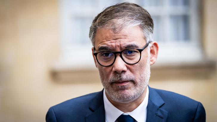 Olivier Faure photographié à Matignon le 4 septembre (Photo Xose Bouzas / Hans Lucas via AFP)