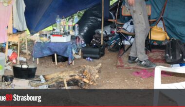 Expulsées par l'État, des familles vivent sous tente au pied d'une entrée d'autoroute