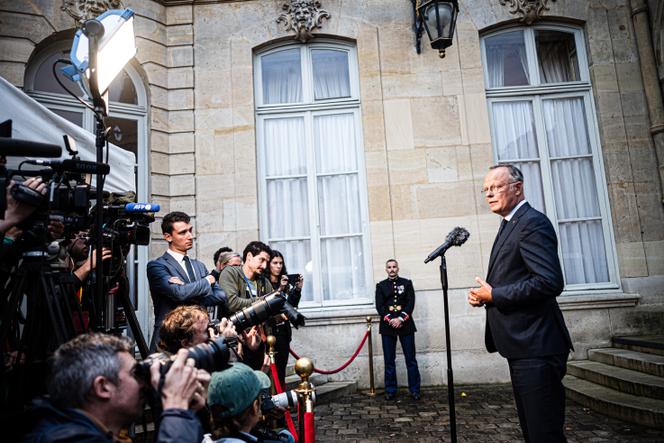 Le président d’Horizons, Edouard Philippe, à l’issue de son entretien avec le premier ministre, à Matignon, le 2 septembre 2025.