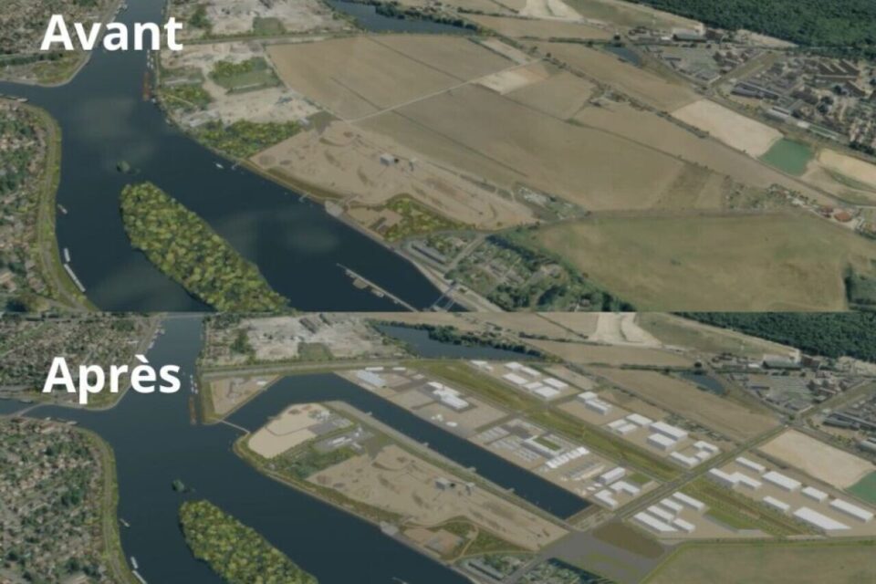 Les travaux du port PSMO en plaine d’Achères (Yvelines) vont durer jusqu’en 2040.
