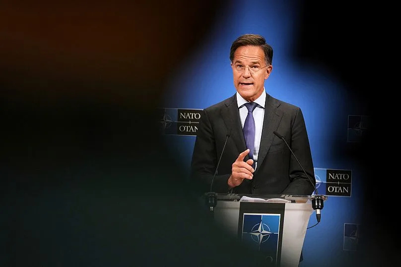 Le secrétaire général de l'OTAN, Mark Rutte, s'exprime lors d'une conférence de presse au siège de l'OTAN à Bruxelles, le 3 septembre 2025.