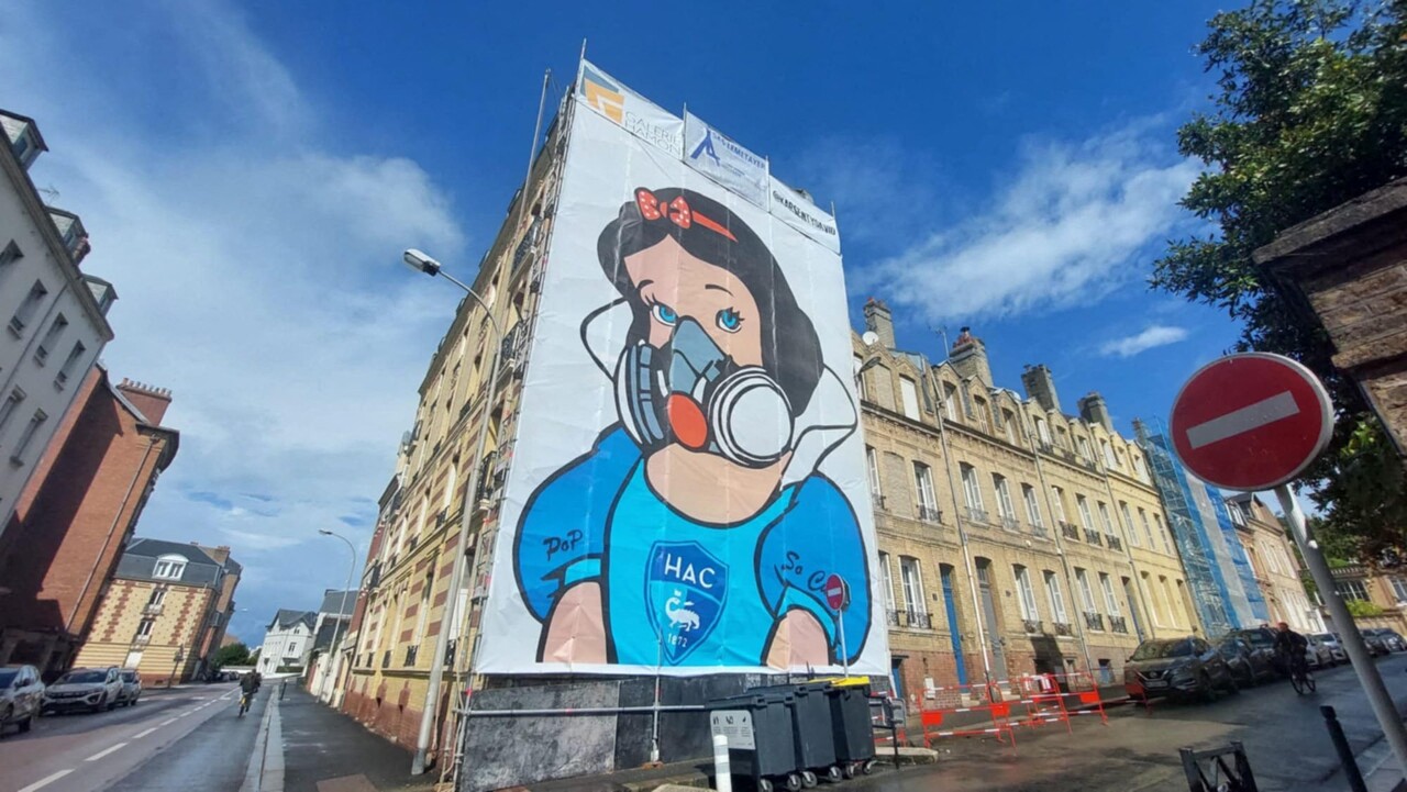 L'IMAGE. Quand Blanche-Neige devient fan du HAC sur une façade au Havre
