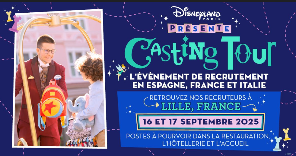 Disneyland Paris recrute à Lille les 16 & 17 septembre