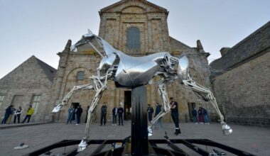 le cheval Zeus quitte la place Graslin en raison des manifestations