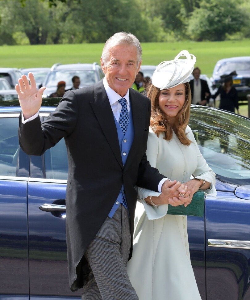 David Matthews et sa femme Jane lors du mariage de Pippa Middleton et James Matthews, en l'église St Mark Englefield, Berkshire, Royaume Uni, le 20 mai 2017.