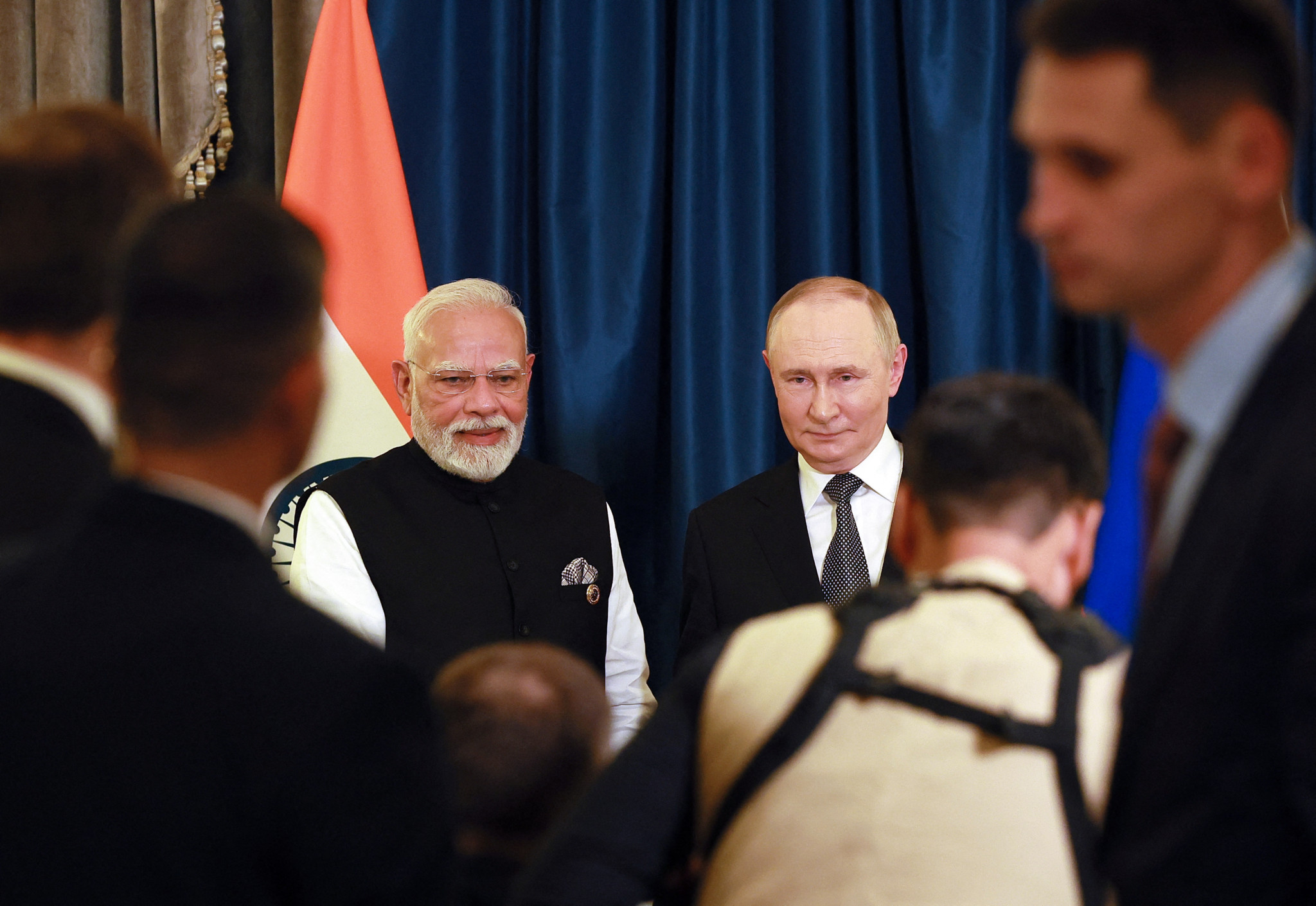 Le président russe Vladimir Poutine et le Premier ministre indien Narendra Modi lors d’une réunion en marge du Sommet de l’Organisation de coopération de Shanghai à Tianjin le 1ᵉʳ septembre 2025.