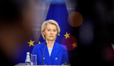 La présidente de la Commission européenne, Ursula von der Leyen, à Riga, le 29 août 2025