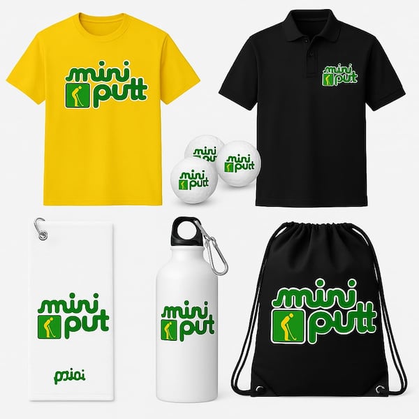 Des produits dérivés aux couleurs de la marque mini-putt.