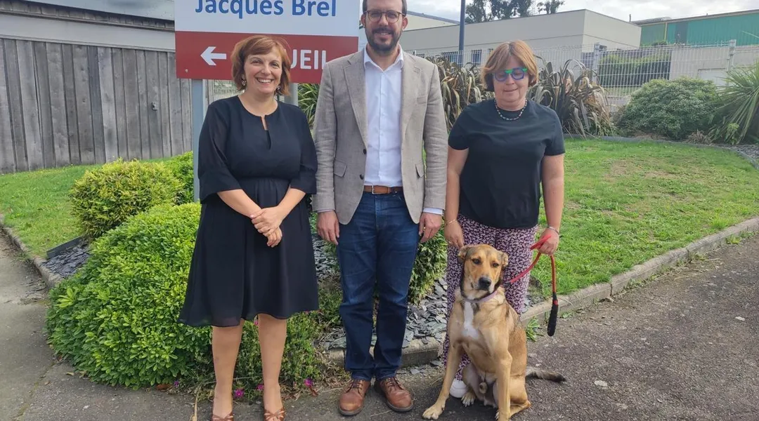 Le chien Texas fait sa rentrée au collège, à Noyal-sur-Vilaine