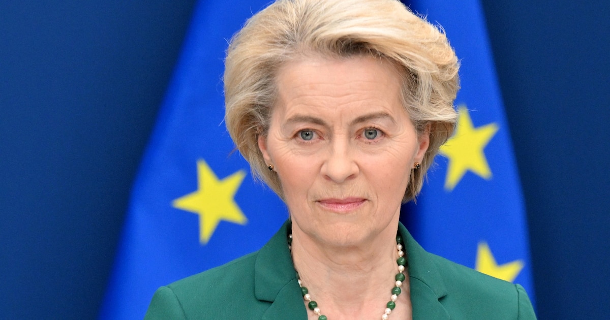La présidente de la Commission européenne, Ursula von der Leyen, le 7 avril 2025 à Bruxelles
