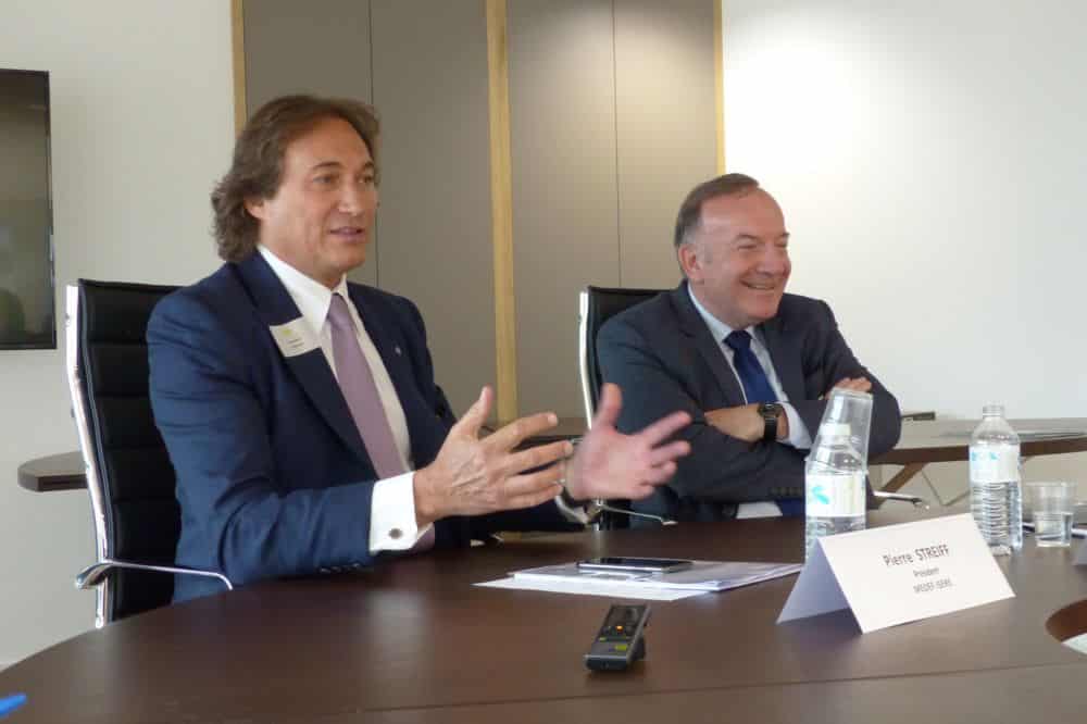 Pierre Streiff, président du Medef Isère, aux côtés de Pierre Gattaz © Florent Mathieu - Place Gre'net